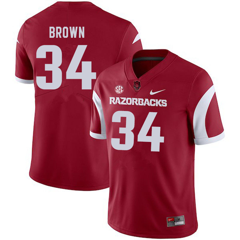 Men #34 Martaveous Brown Arkansas Razorbacks College Football Jerseys Sale-Cardinal